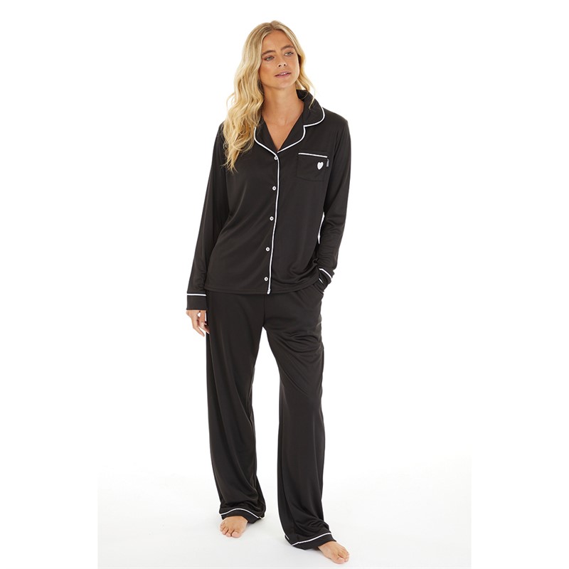 L'amore Couture Womens Sleep Pyjama Set Black