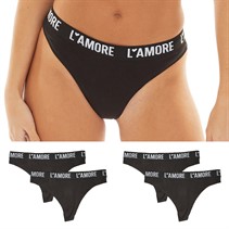 L'amore Couture Womens Classic Five Pack Thongs Black