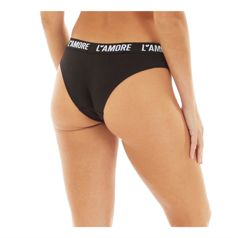 L'amore Couture Womens Stripe Three Pack Briefs Black Stripe/Black/Grey Marl