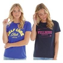 L'amore Couture Womens Wellness Two Pack T-Shirts Navy/Cobalt