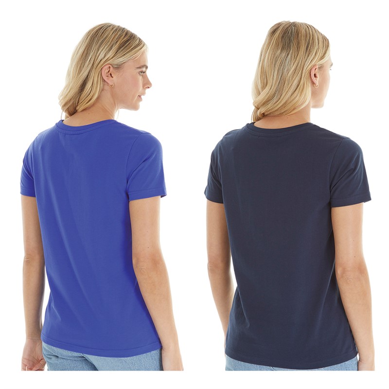 L'amore Couture Womens Wellness Two Pack T-Shirts Navy/Cobalt