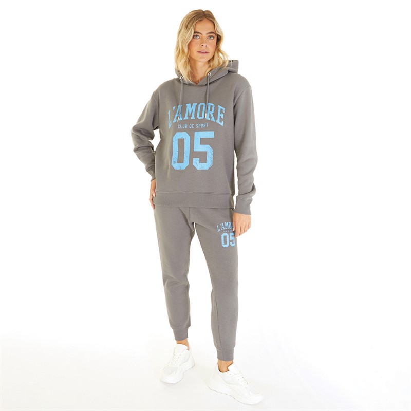 L'amore Couture Womens Club De Sport Regular Hoodie Charcoal