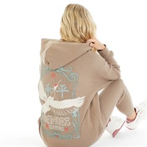 L'amore Couture Womens Stork Oversized Hoodie Brown