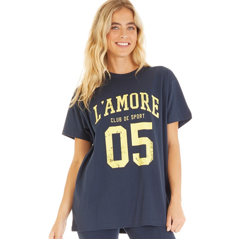 L'amore Couture Womens Lamore Couture Sports Oversized T-Shirt Navy