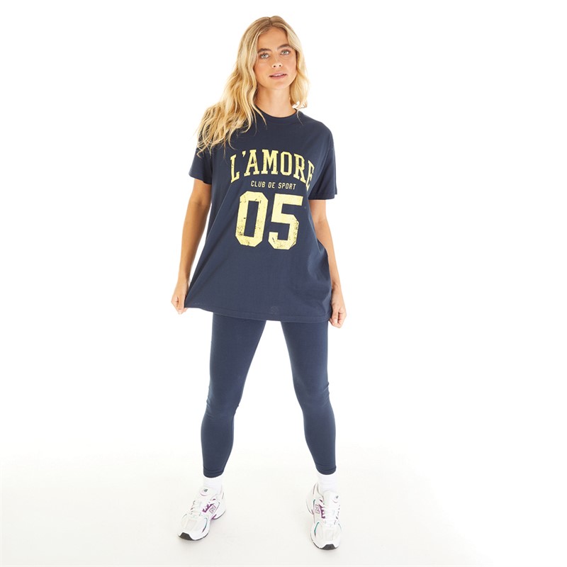 L'amore Couture Womens Lamore Couture Sports Oversized T-Shirt Navy