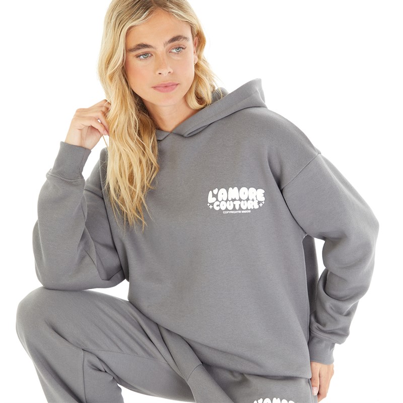 L'amore Couture Womens Lamore Couture Leisure Oversized Hoodie Charcoal