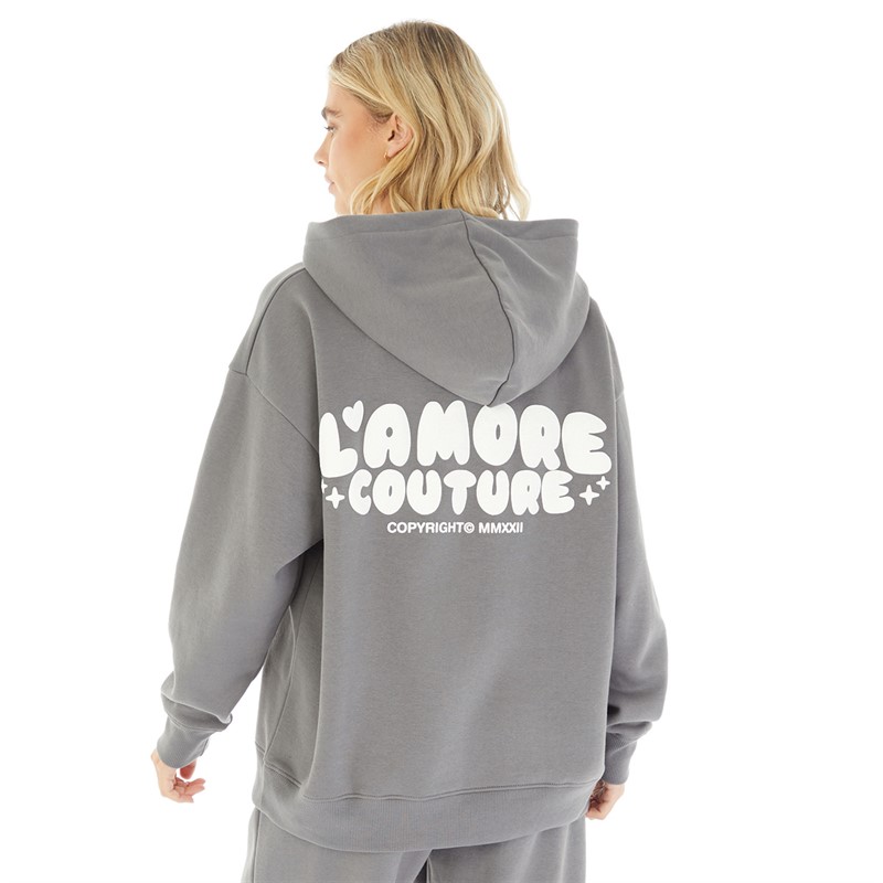 L'amore Couture Womens Lamore Couture Leisure Oversized Hoodie Charcoal