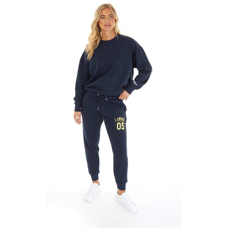 L'amore Couture Womens Champion Slim Joggers Navy