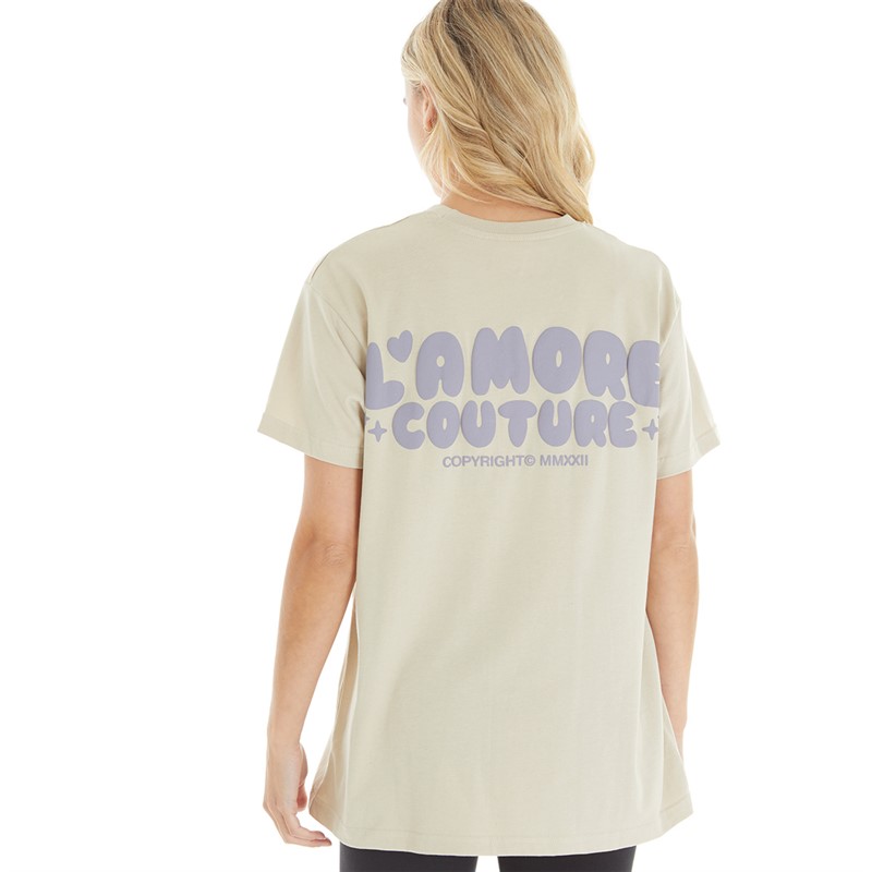 L'amore Couture Womens Daze Oversized T-Shirt Ecru