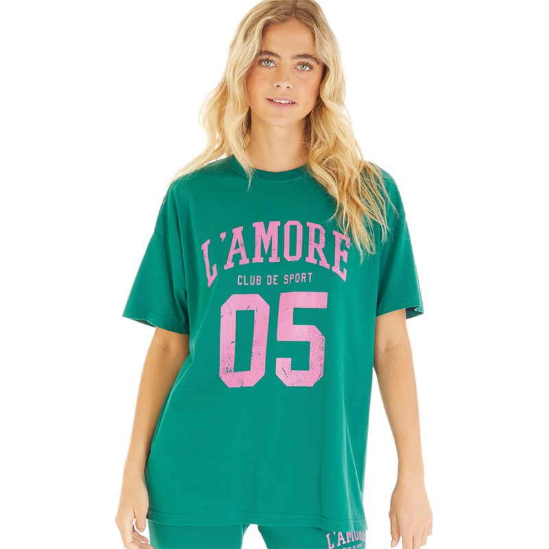 L'amore Couture Womens Lamore Couture Sports Oversized T-Shirt Teal