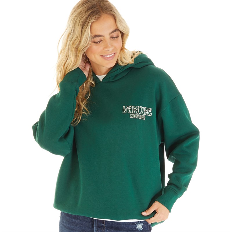 L'amore Couture Womens Lamore Couture Stork Oversized Hoodie Dark Green