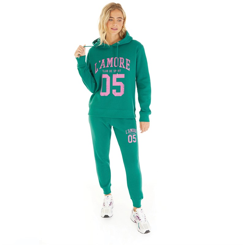 L'amore Couture Womens Lamore Couture Club De Sport Regular Hoodie Teal