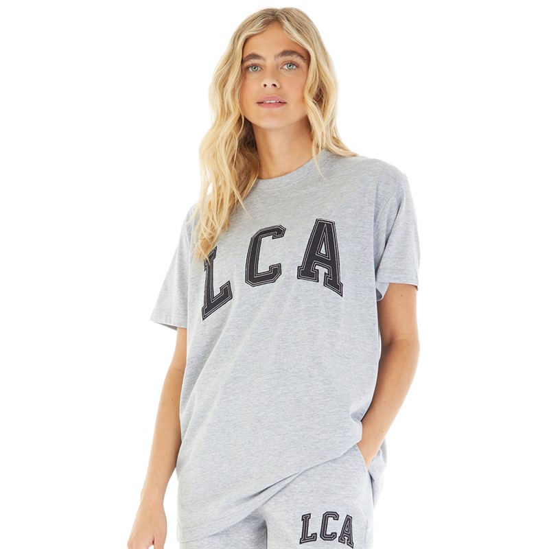 L'amore Couture Womens Retro Oversized T-Shirt Grey Marl