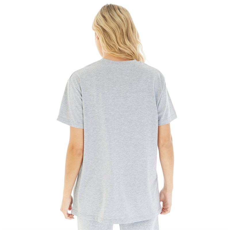 L'amore Couture Womens Retro Oversized T-Shirt Grey Marl