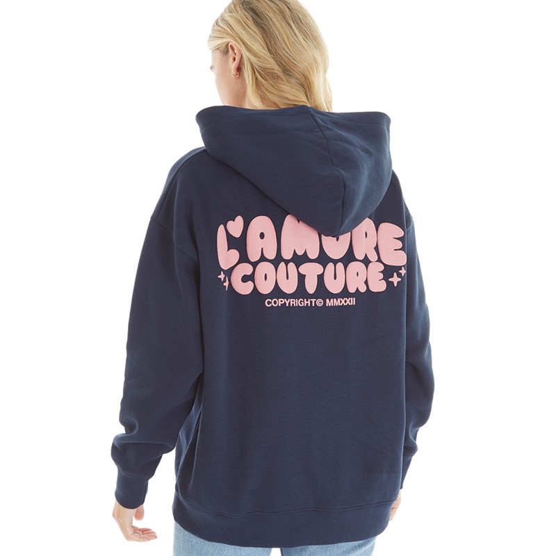 L'amore Couture Womens Leisure Oversized Hoodie Navy