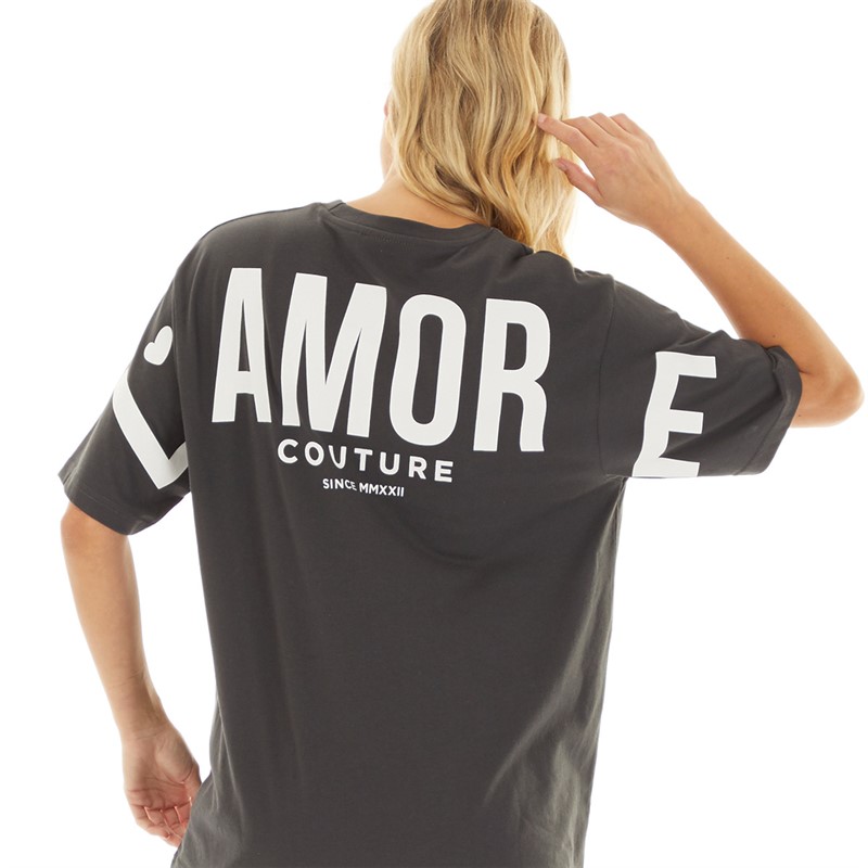 Buy L'amore Couture Womens Ryleigh T-Shirt Charcoal