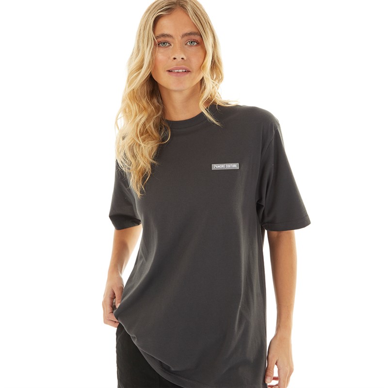 L'amore Couture Womens Ryleigh T-Shirt Charcoal