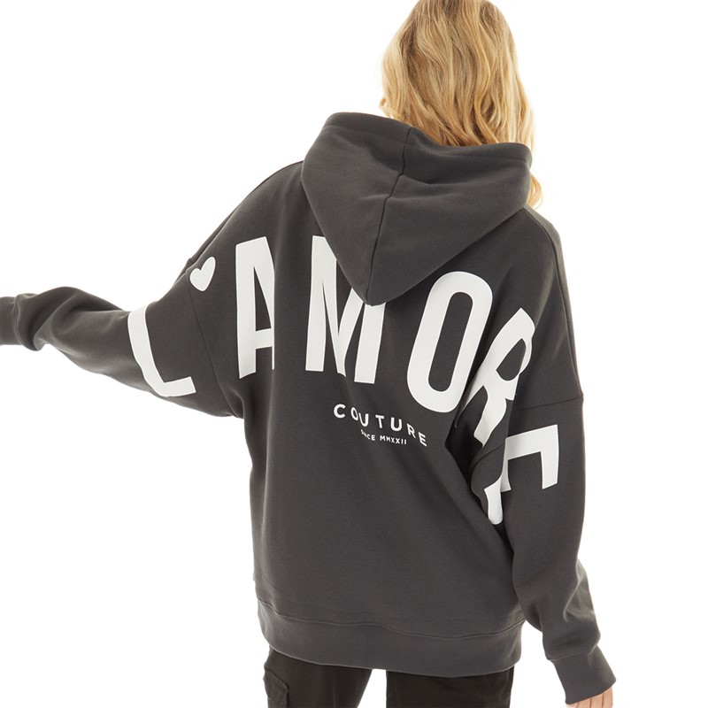 L'amore Couture Womens Ryleigh Hoodie Charcoal