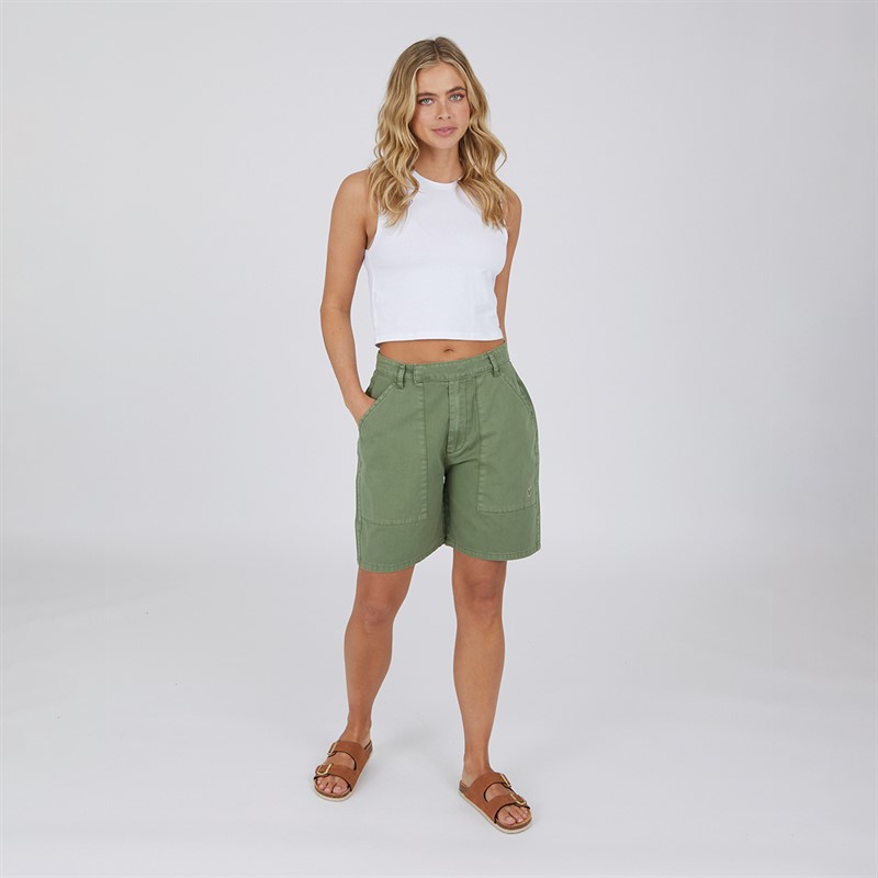 L'amore Couture Womens Rora Wide Leg Cargo Short Khaki