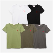 L'amore Couture Womens Saint Ursaine Five Pack V-Neck T-Shirts Black/Charcoal/Olive/Sage/White