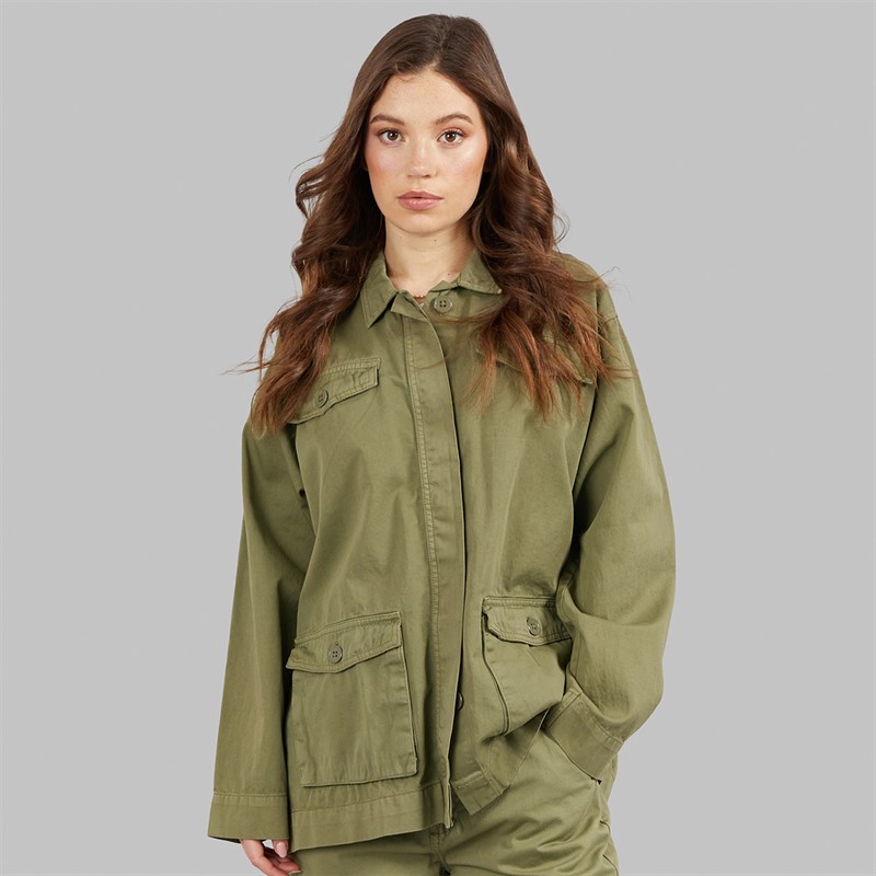 L'amore Couture Womens Nice Utility Jacket Khaki