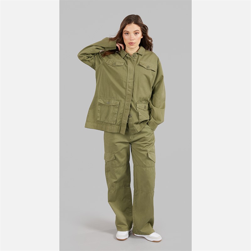 L'amore Couture Womens Nice Utility Jacket Khaki