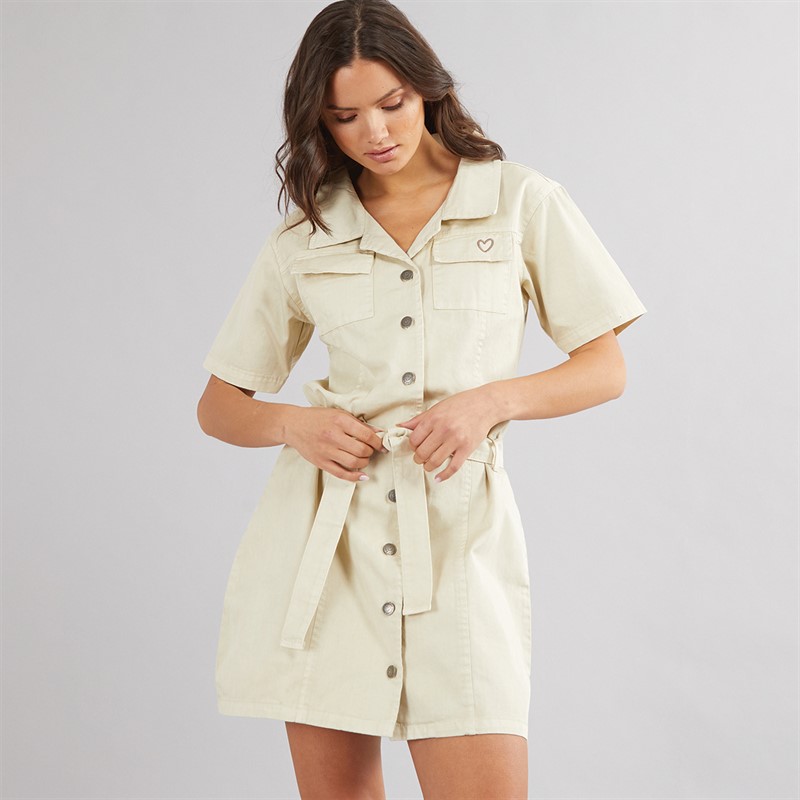 L'amore Couture Womens Ariano Cargo Dress Taupe/Beige