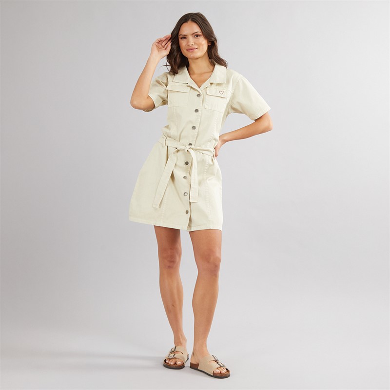L'amore Couture Womens Ariano Cargo Dress Taupe/Beige