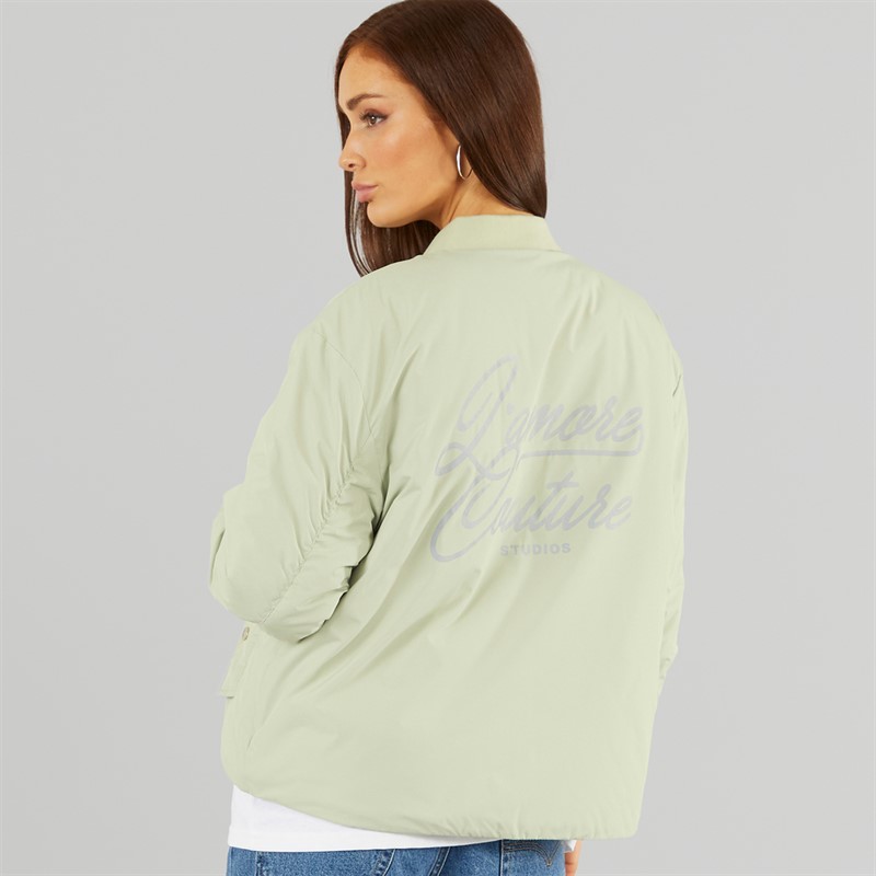 L'amore Couture Womens Yankee Bomber Jacket Sage
