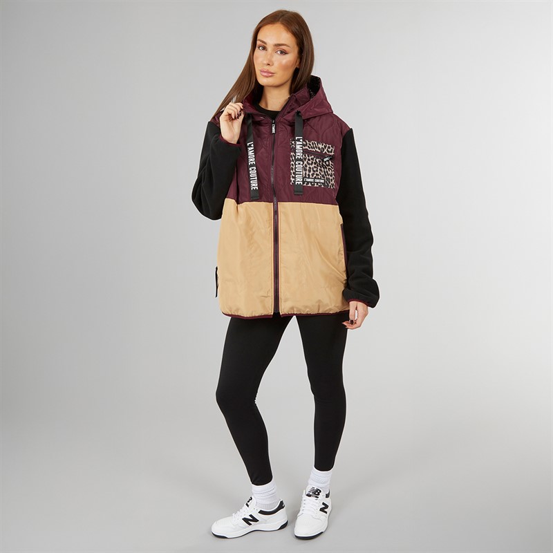 L'amore Couture Womens Thyme Fleece Mix Parka Multi