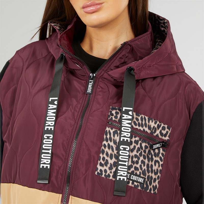 L'amore Couture Womens Thyme Fleece Mix Parka Multi