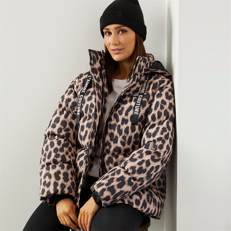 Womens Nevada Short Puffer Leopard - Size 10
