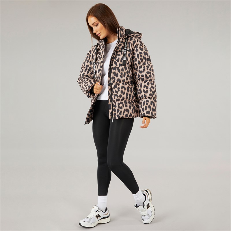 L'amore Couture Womens Nevada Short Puffer Leopard