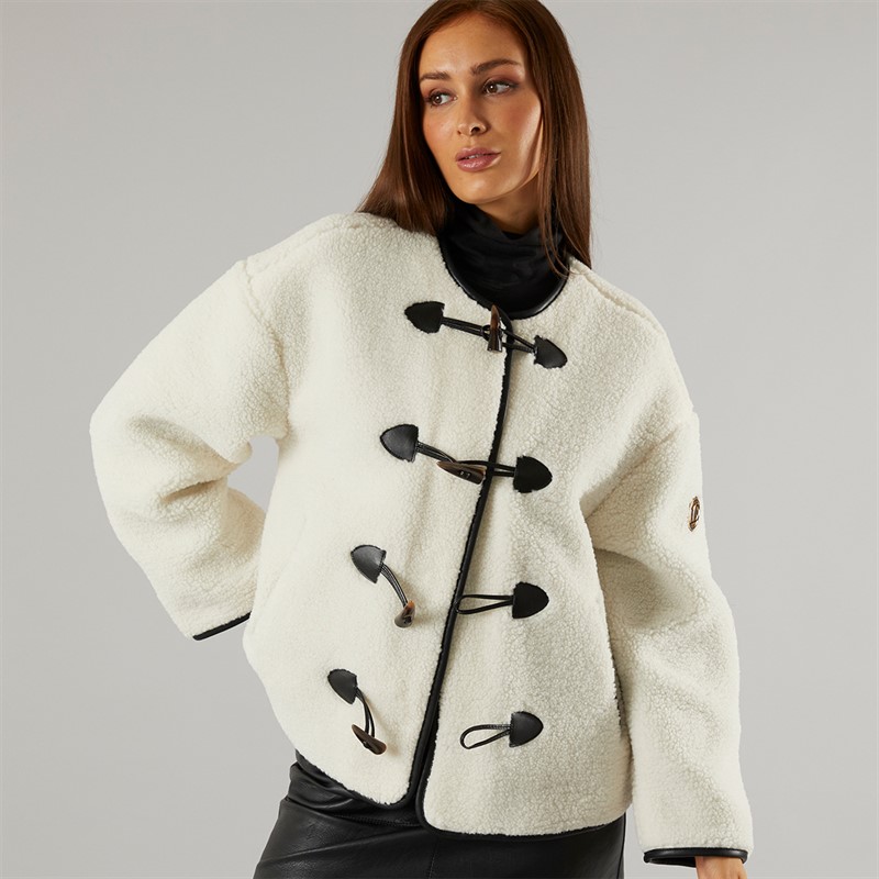 Womens Waldorf Borg Fleece Jacket Cream - Size 14