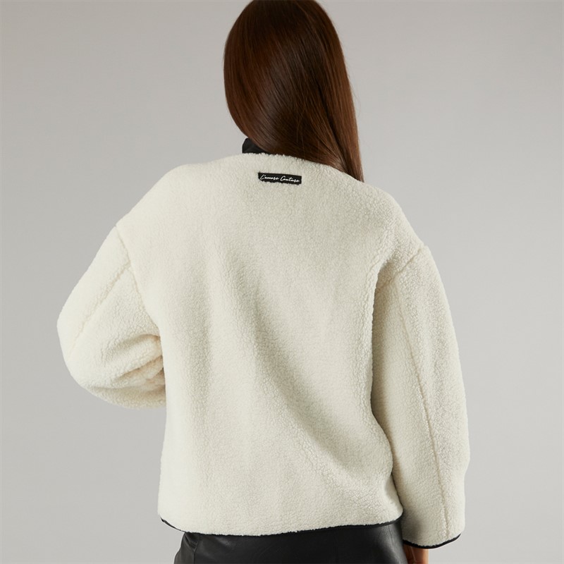 L'amore Couture Womens Waldorf Borg Fleece Jacket Cream