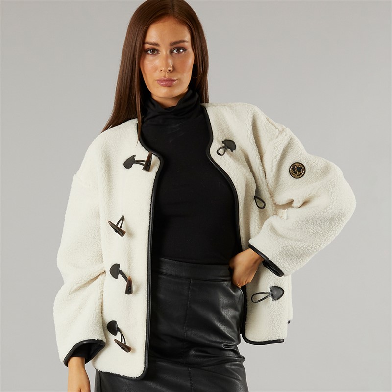 L'amore Couture Womens Waldorf Borg Fleece Jacket Cream
