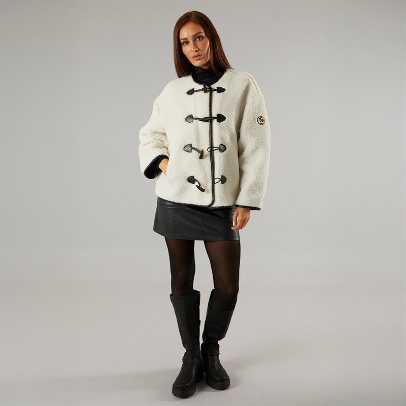 L'amore Couture Womens Waldorf Borg Fleece Jacket Cream