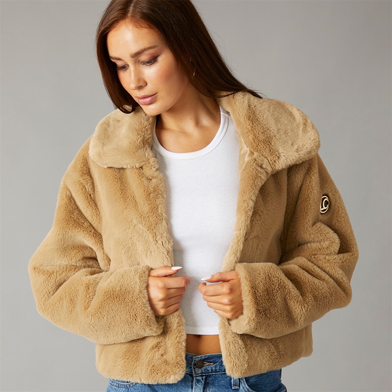 L'amore Couture Womens Atlanta Fur Coat Tan