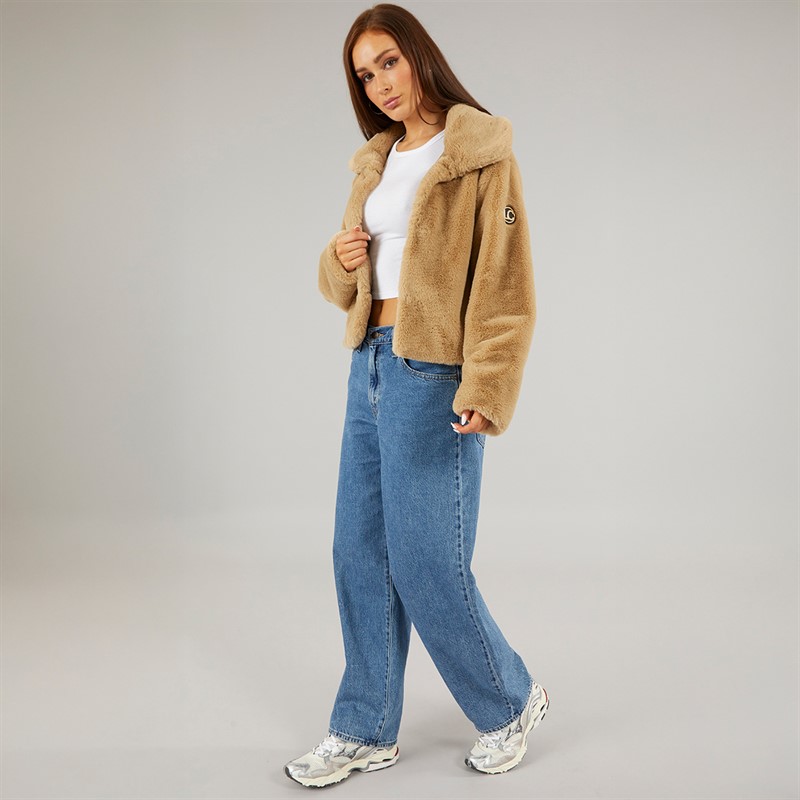 L'amore Couture Womens Atlanta Fur Coat Tan