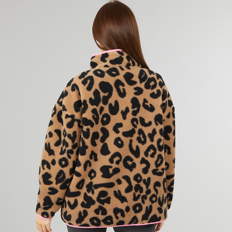 L'amore Couture Womens Avenue Borg Fleece Jacket Leopard