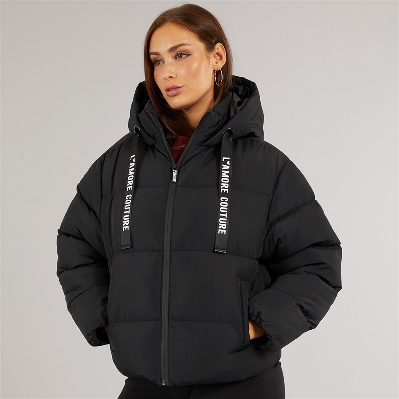 L'amore Couture Womens Rhode Island Short Puffer Black