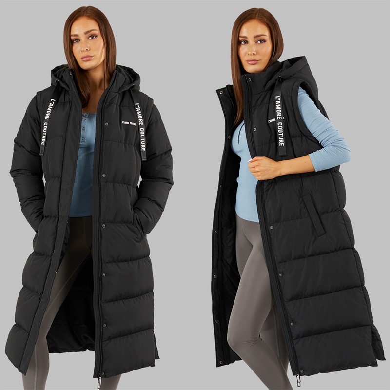 Womens Lenox Long 2-In-1 Puffer Black - Size 18