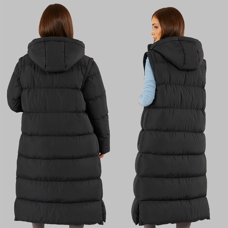 L'amore Couture Womens Lenox Long 2-In-1 Puffer Black