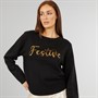 L'amore Couture Womens Festive Christmas Jumper Black