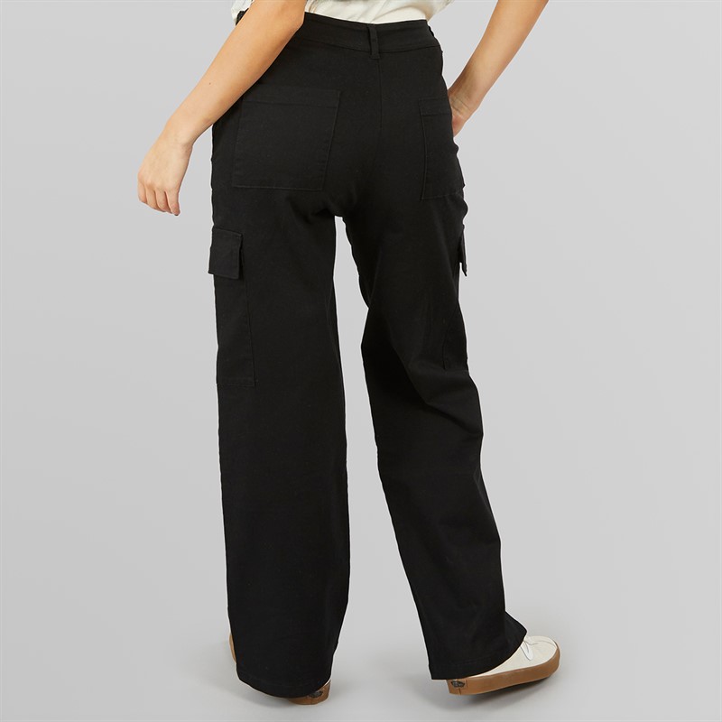 L'amore Couture Womens Clifton Wide Leg Cargo Trousers Black