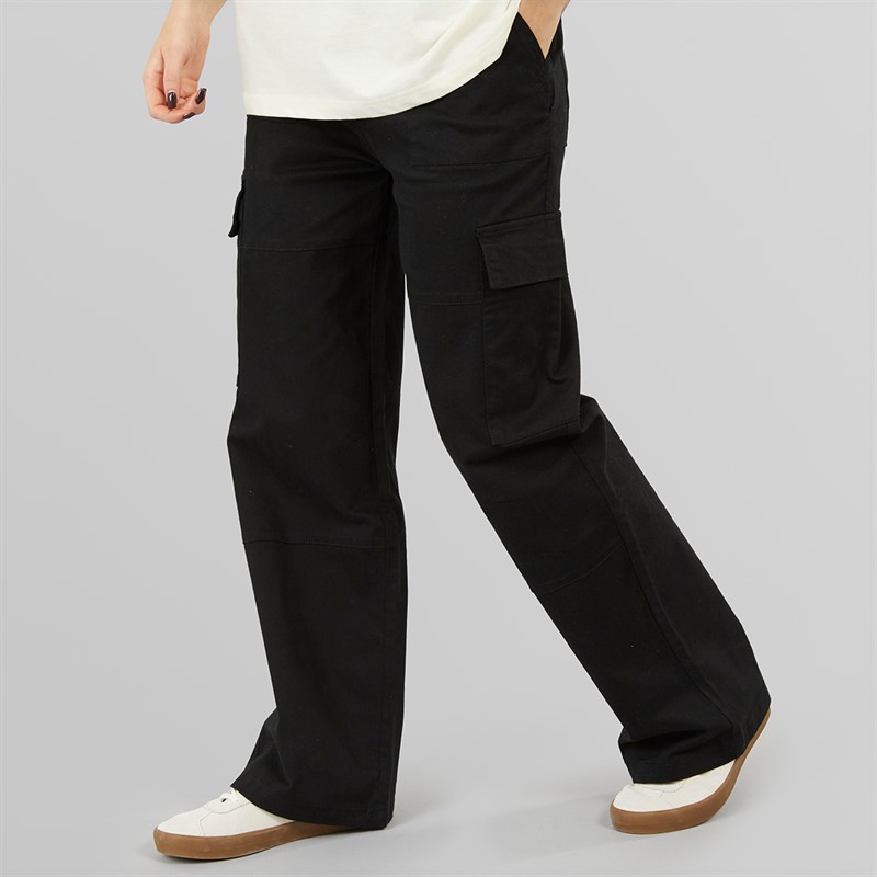 L'amore Couture Womens Clifton Wide Leg Cargo Trousers Black