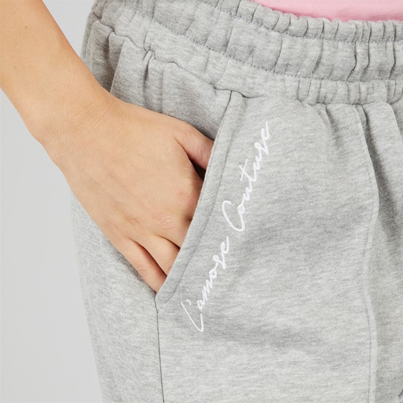 L'amore Couture Womens Carmel Wide Leg Joggers Grey Marl