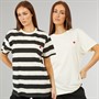 L'amore Couture Womens Tia Two Pack Oversized T-Shirts Ecru/Black Stripe