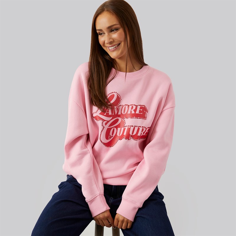 L'amore Couture Womens Denver Sweatshirt Pink