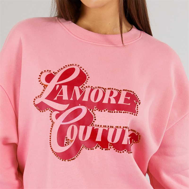 L'amore Couture Womens Denver Sweatshirt Pink
